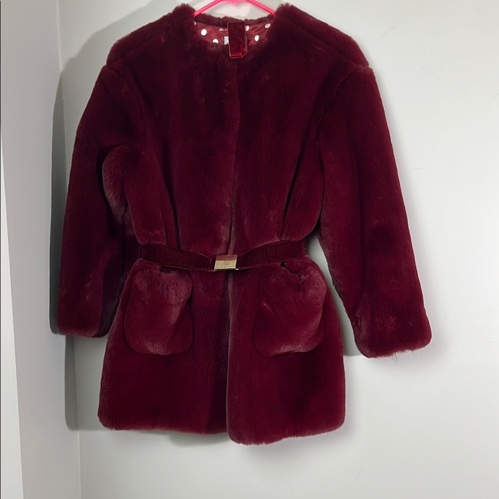 Monnalisa faux fur burgundy coat